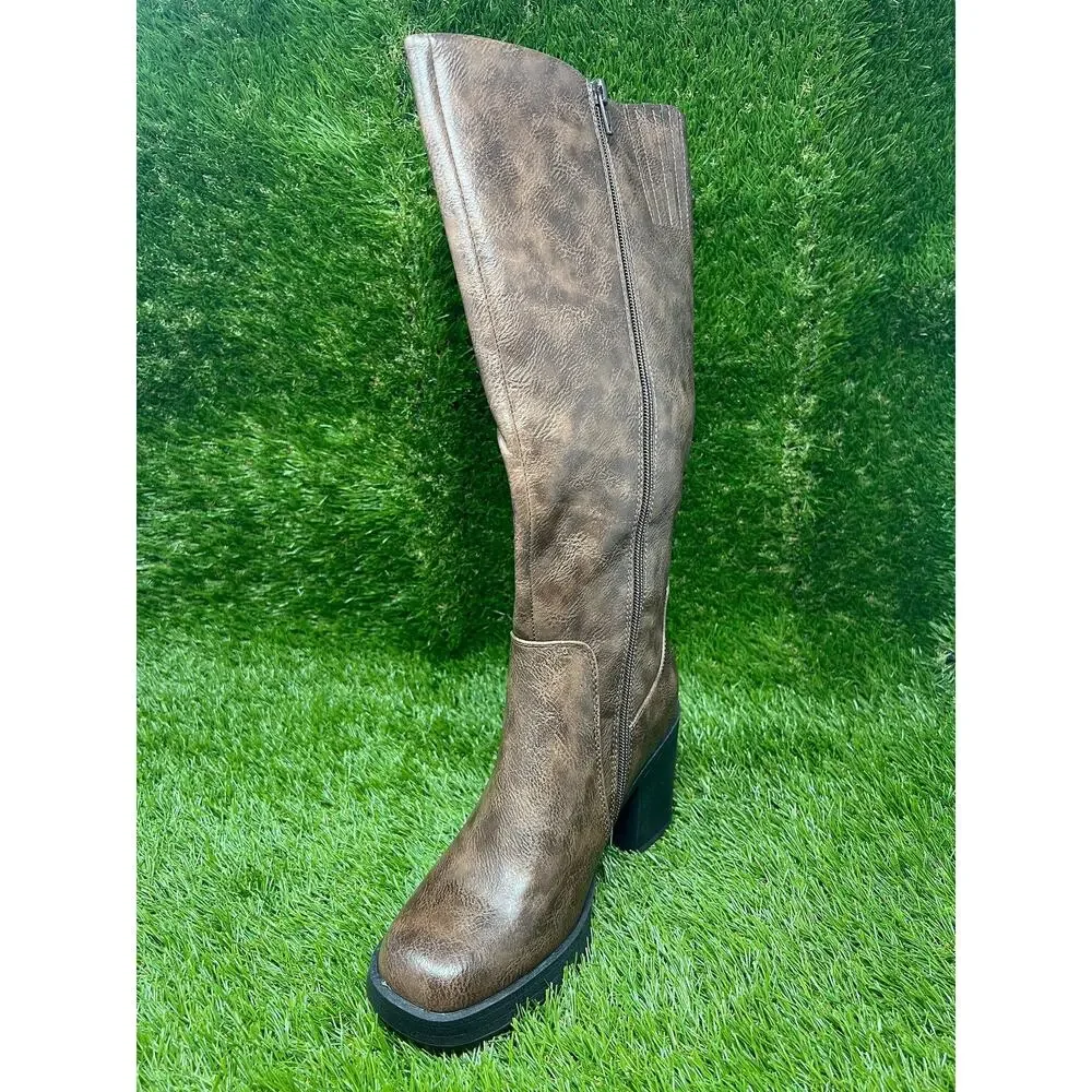 White Mountain Women's 7.5M Mackle Mocha Brown Tall Boots